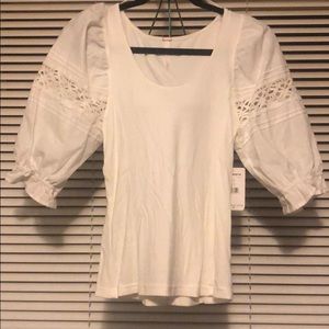NWT free people boho white blouse lace details
